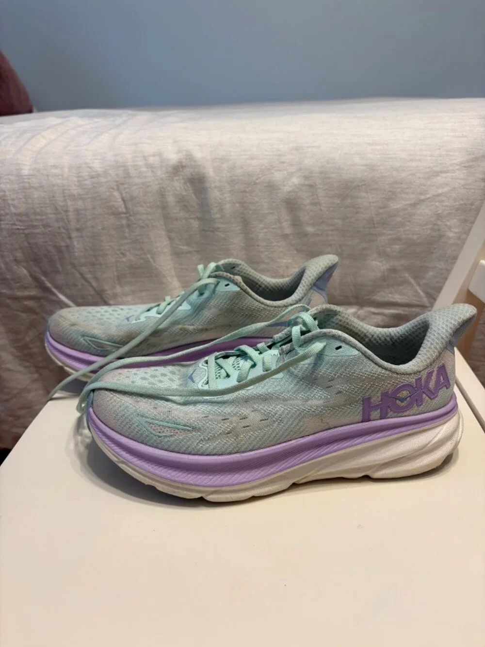 HOKA Clifton 9 Women’s 9.5 Sunlit Ocean Lilac Mist Running Shoes